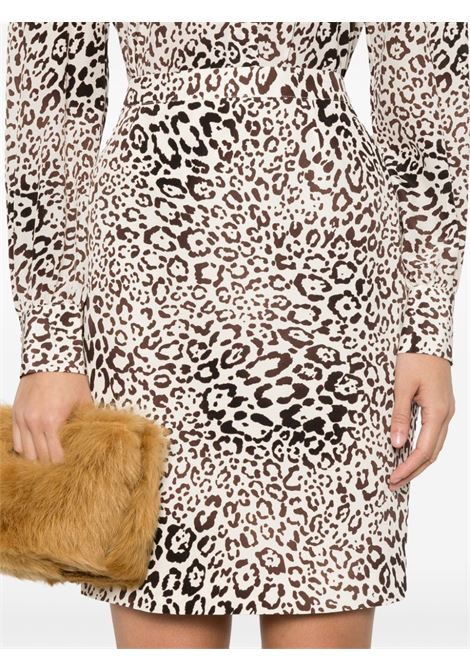 Minigonna in seta con stampa leopardta in beige Alessandra rich - donna ALESSANDRA RICH | FABX4038F44781949